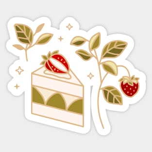 Strawberry and green tea matcha cake Sticker